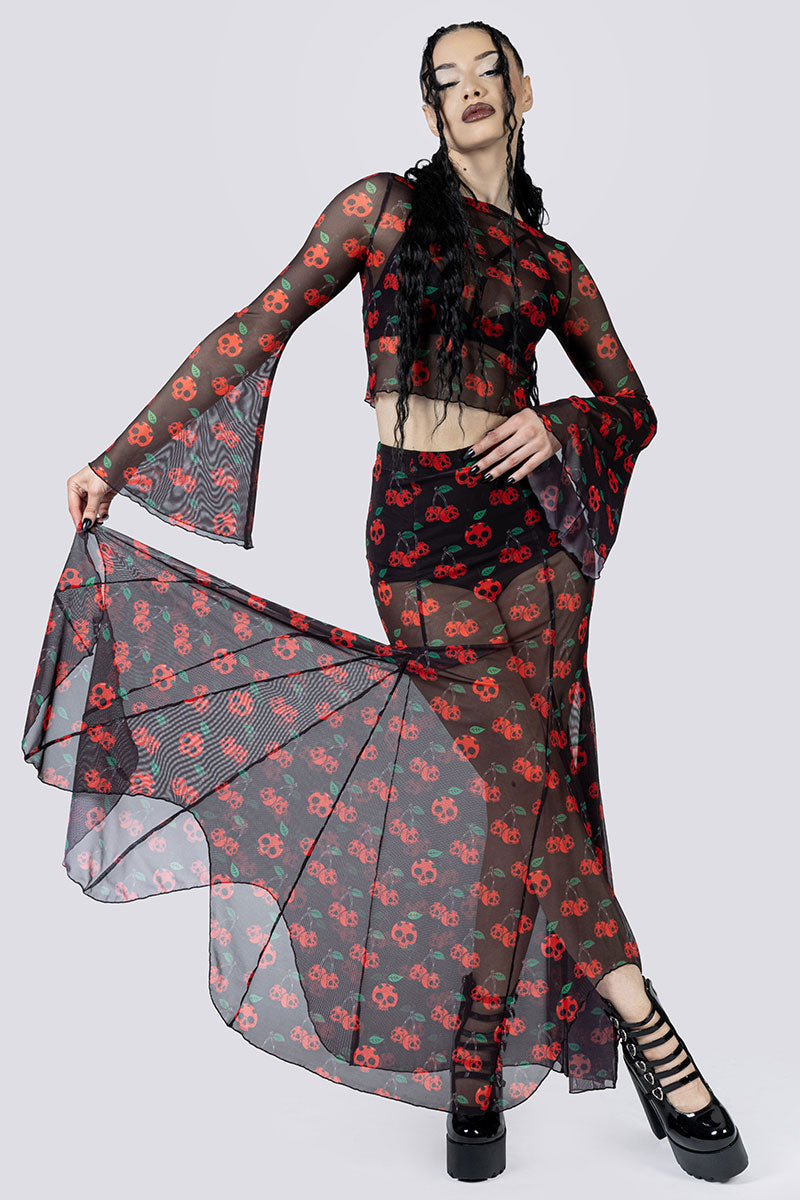 Deadly Cherry Maxi Skirt Set Full Body Goth Fashion