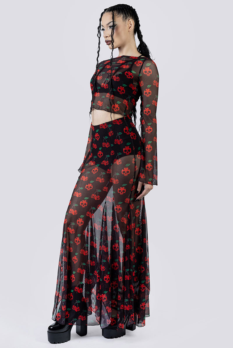 Deadly Cherry Maxi Skirt Set Side Gothic Outfits