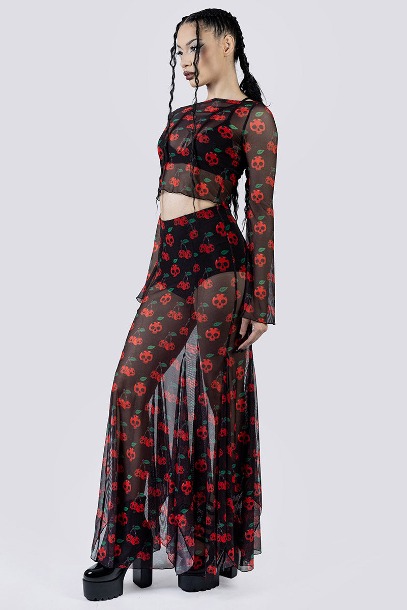 Deadly Cherry Maxi Skirt Set Side Gothic Outfits
