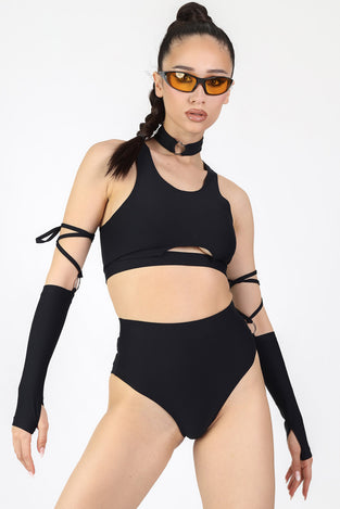 Rave Outfit Deep Black Co Ord Set Side View