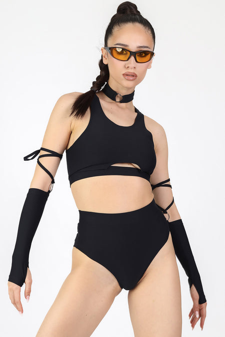 Rave Outfit Deep Black Co Ord Set Side View