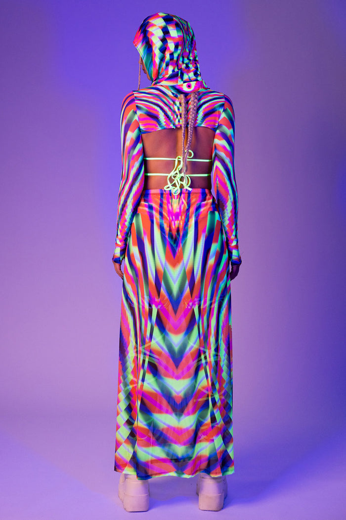 Rave Outfit Delusion Maxi Skirt Set Back View
