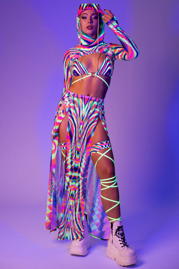 Rave Outfit Delusion Maxi Skirt Set