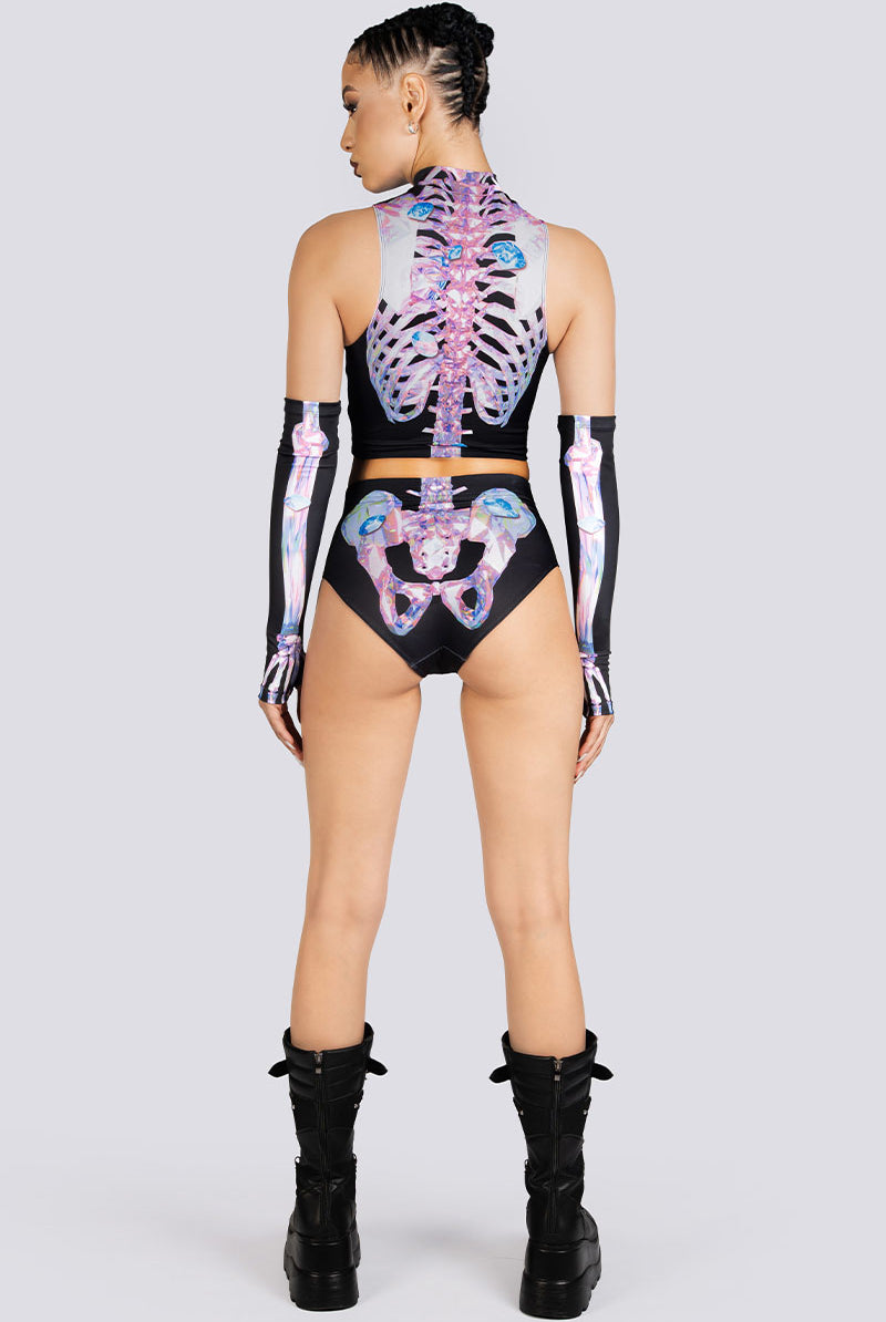 Diamond Skeleton Booty Shorts Rave Halloween Costume Women