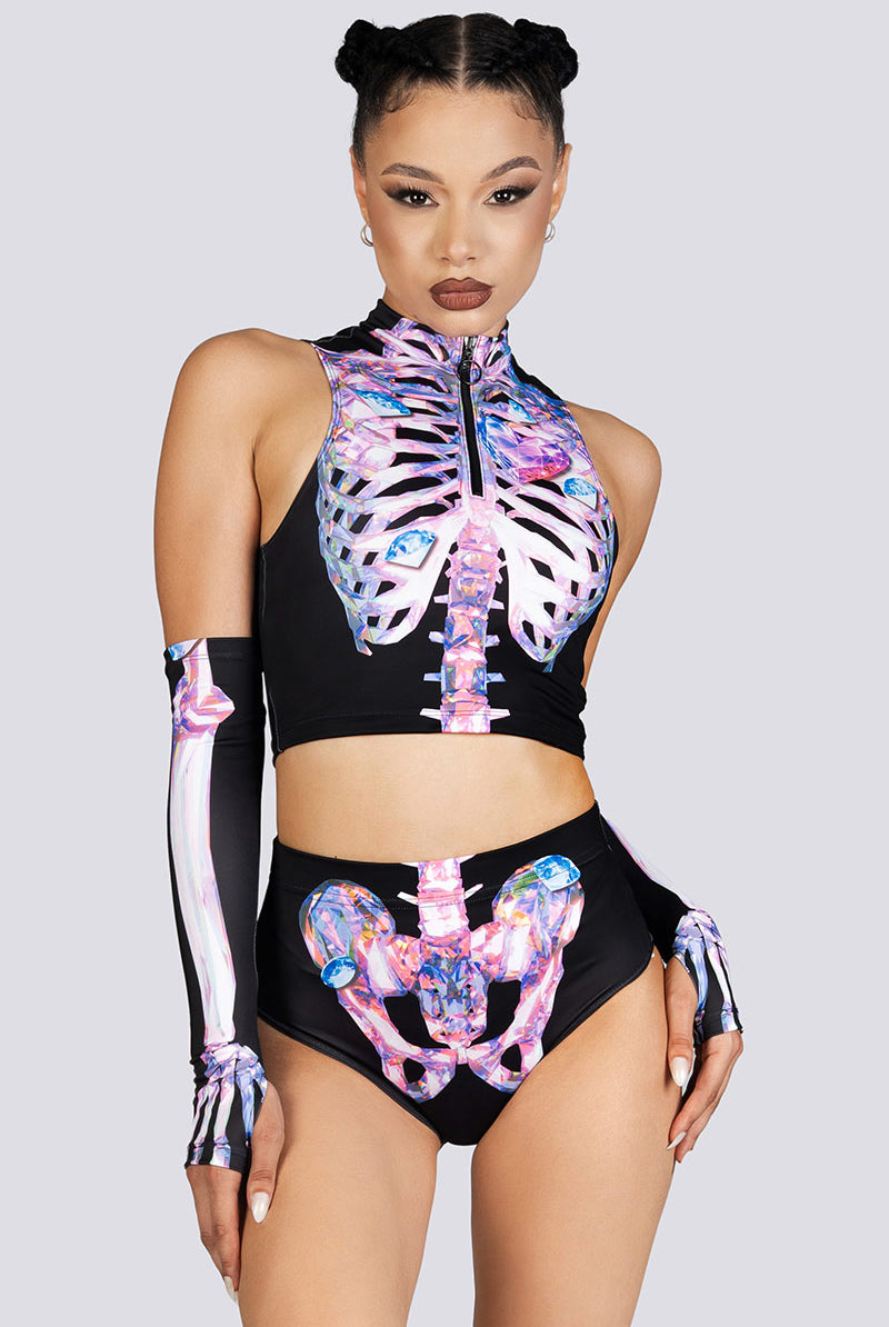 Diamond Skeleton Booty Shorts Rave Halloween Clothes