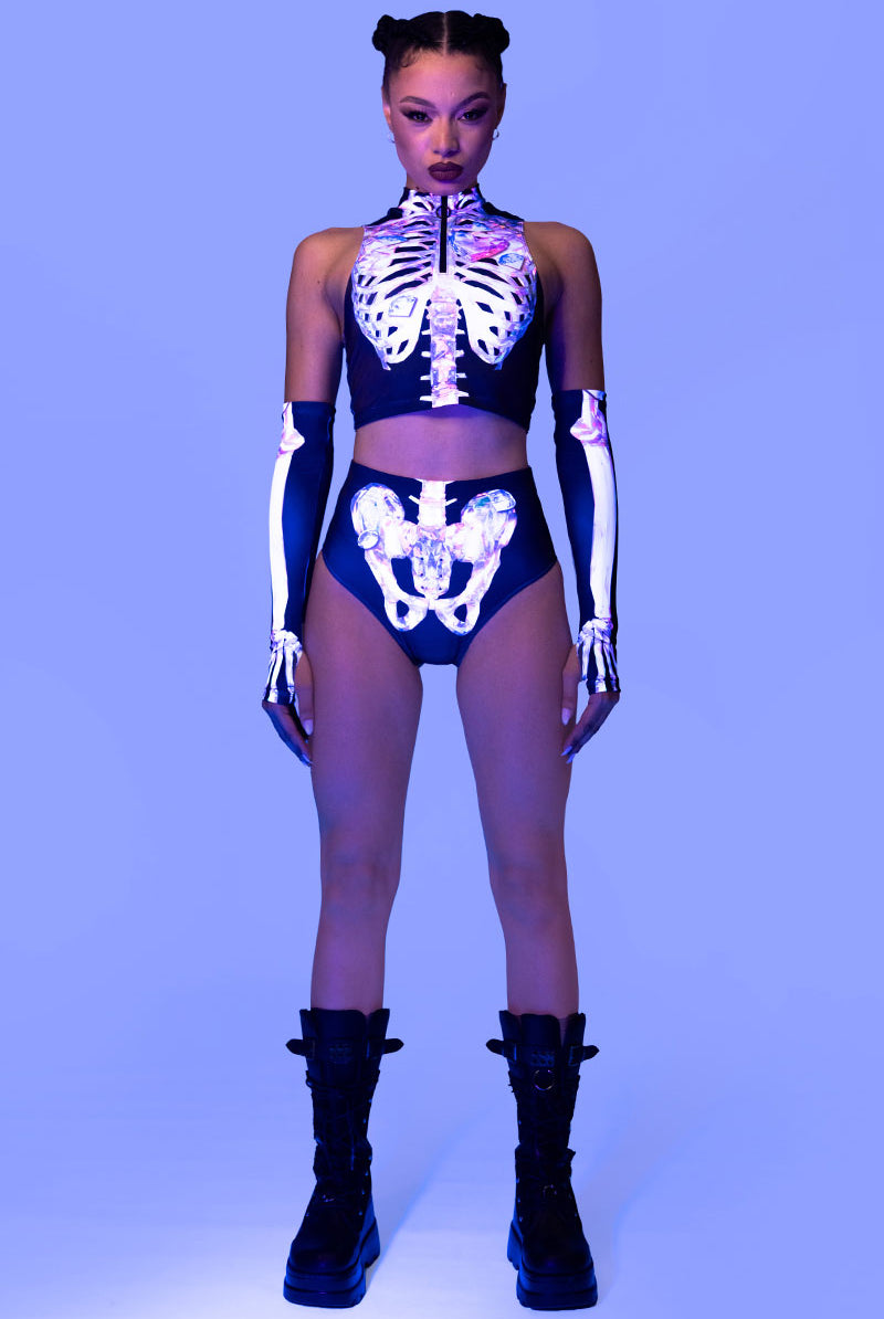 Diamond Skeleton Booty Shorts Sexy Rave Halloween Costume