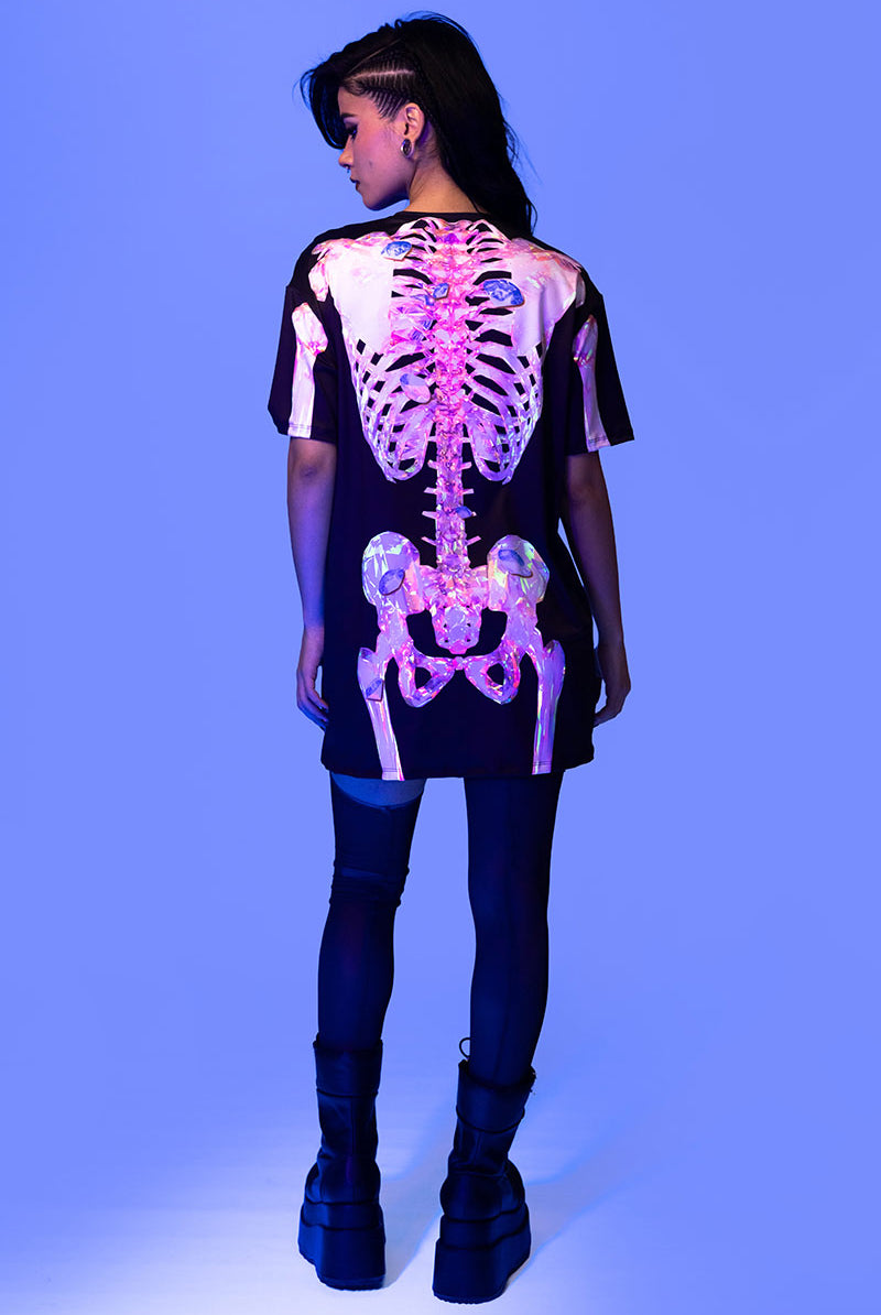 Diamond Skeleton Oversized Tee Dress Halloween Clothes