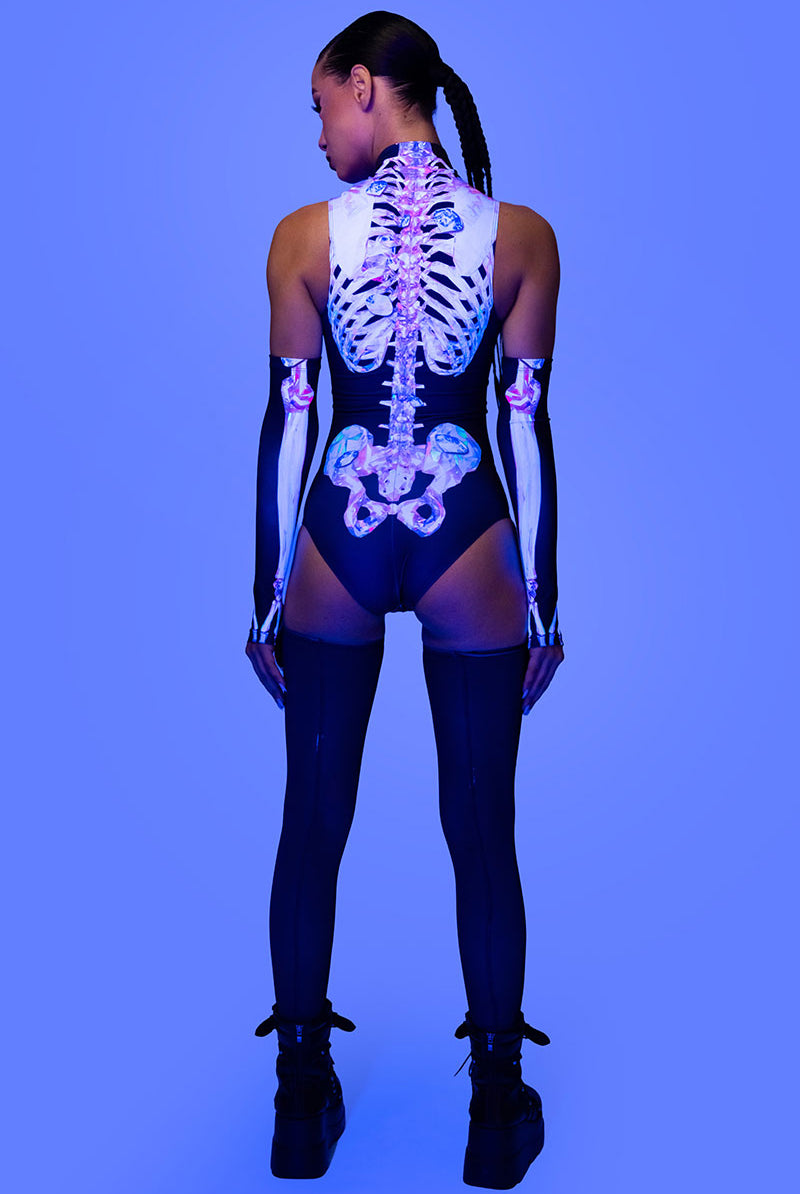 Diamond Skeleton Sleeveless Bodysuit Halloween Outfit