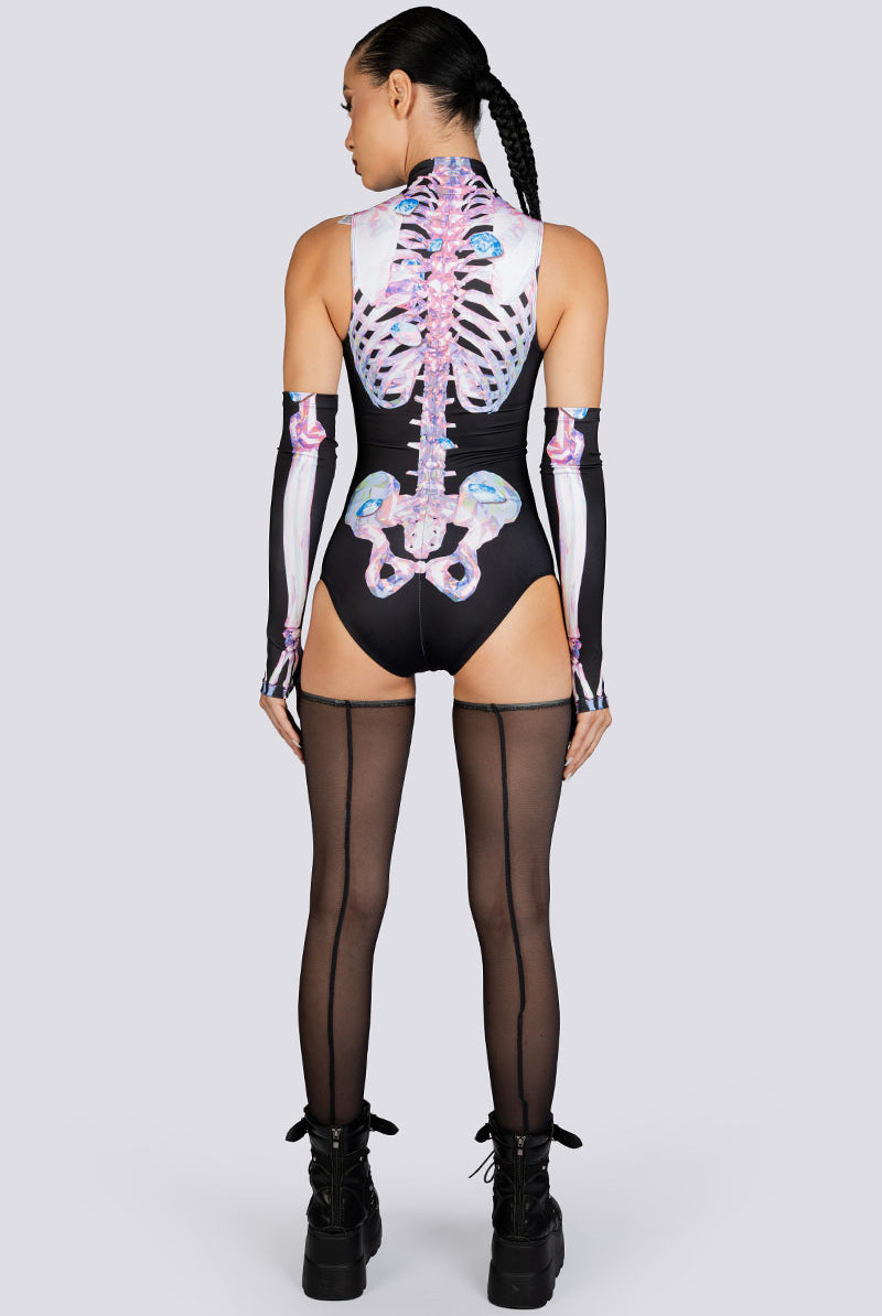 Diamond Skeleton Sleeveless Bodysuit Halloween Costume Women