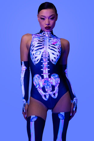 Diamond Skeleton Sleeveless Bodysuit Halloween Costume