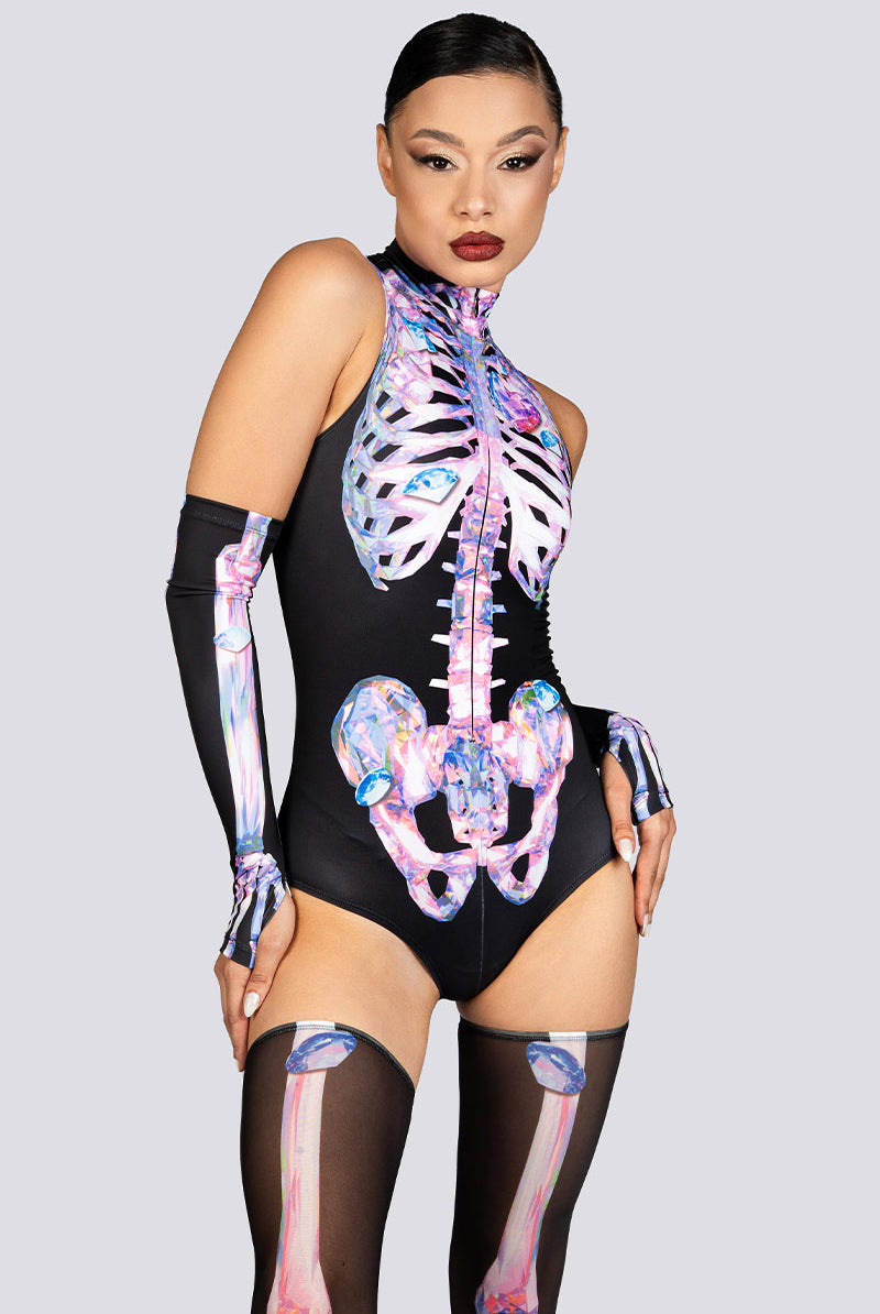 Diamond Skeleton Sleeveless Bodysuit Sexy Halloween Costume