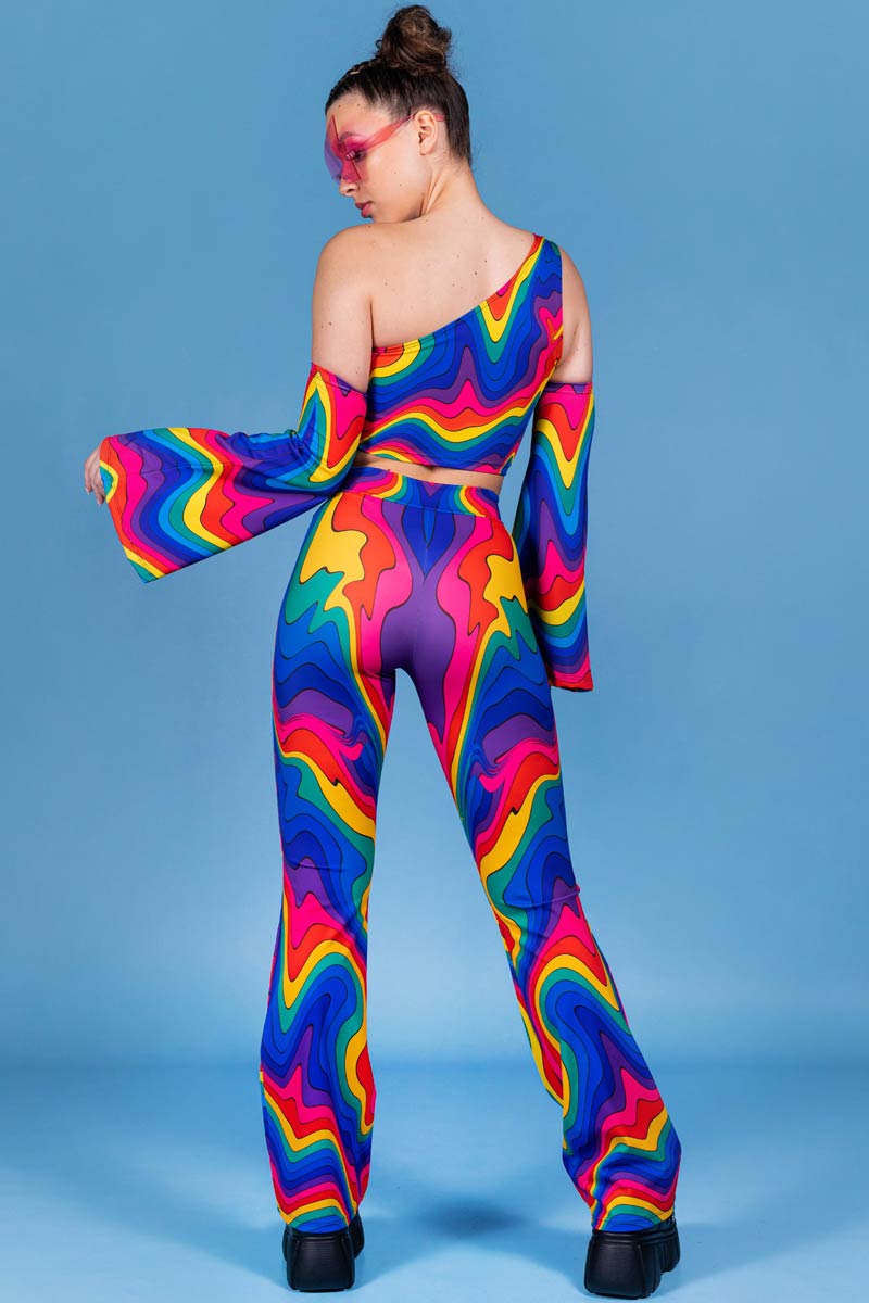 Drip & Dazzle Flare Pants Set in Rainbow Colors