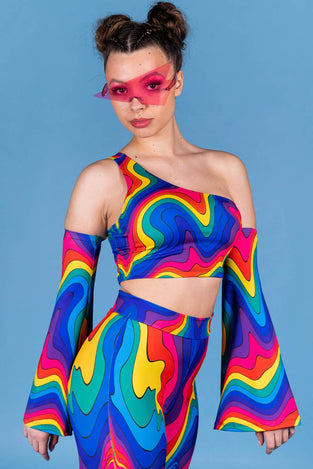 Rave Outfit Drip Dazzle Flare Pants Set Side View