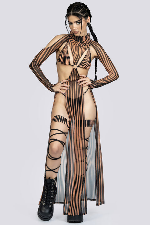 Dune Cut Out Maxi Mesh Dress Festival Outfit