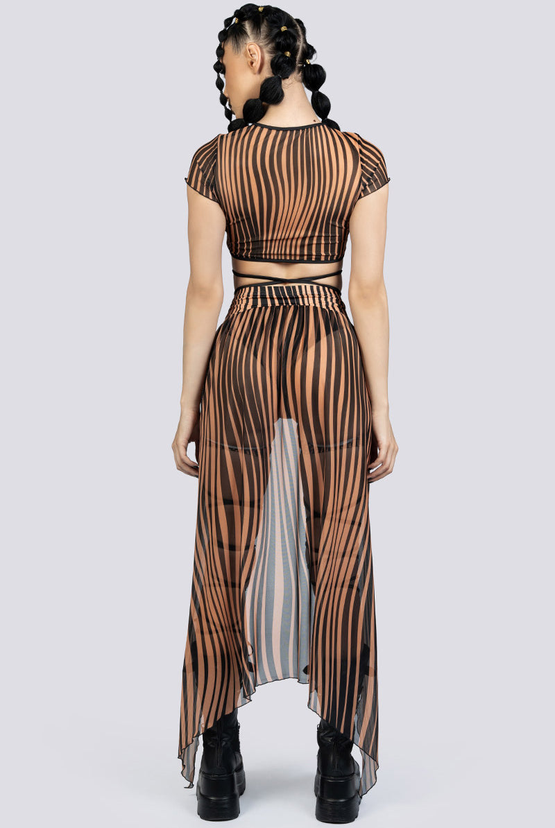Dune Open Front Sheer Maxi Skirt Rave Wear