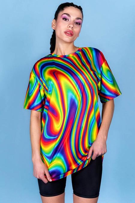 Rave Outfit Ecstatic Mood Oversized Tee Dress Close View