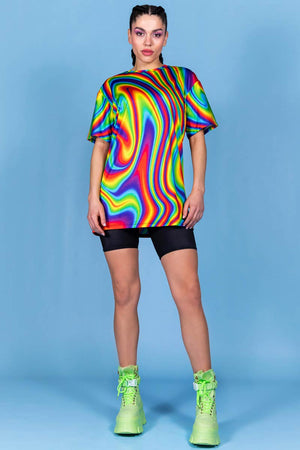 Ecstatic Mood Oversized Tee Dress Front View