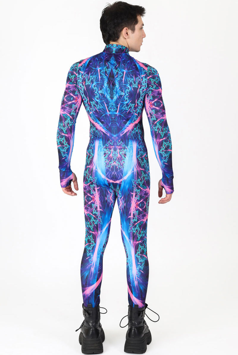 Electric Blue Men Costume Back View