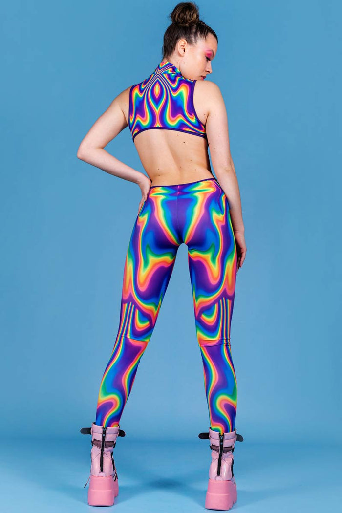 Rave Outfit Electric Feel Cut Out Catsuit Back View