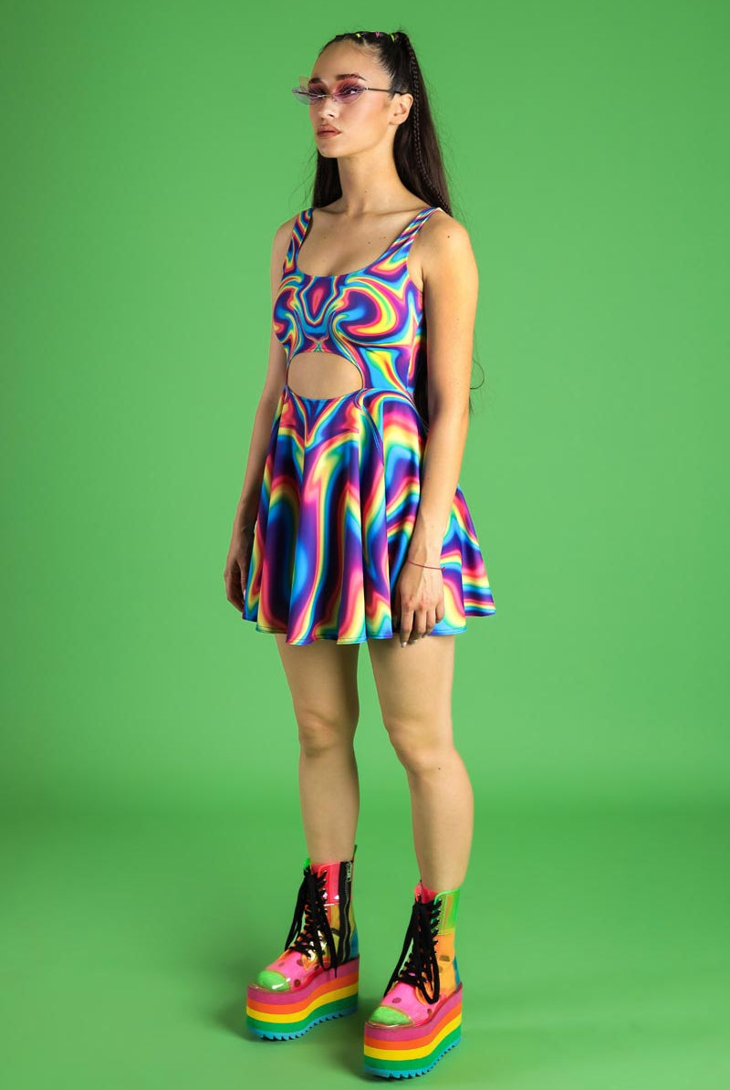 skater dress with sides cut out Electric Feel Cut Out Skater Dress