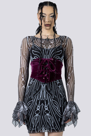 Electric Plum Corset Belt Front Goth Fashion