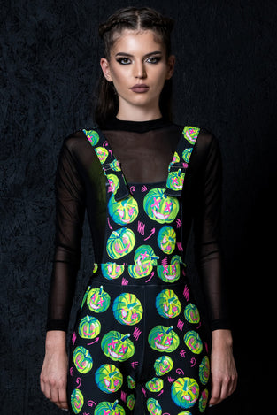 Electric Pumpkin Overalls Close View