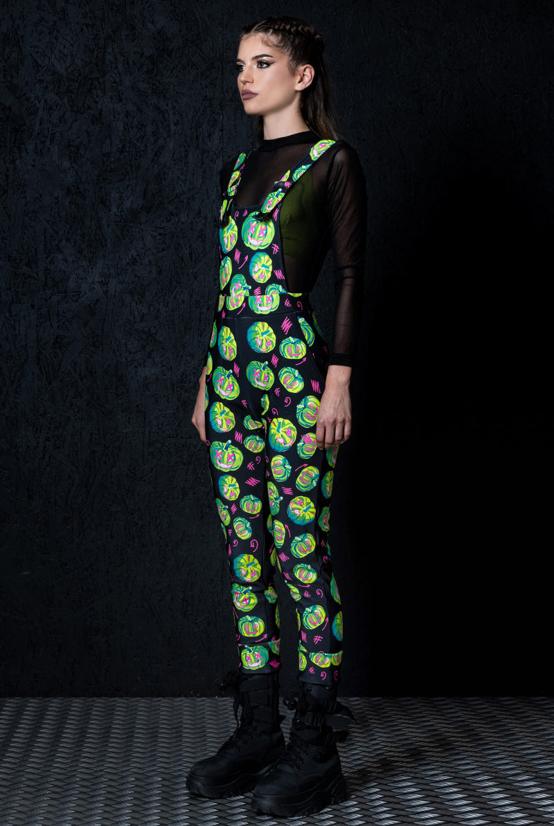 Electric Pumpkin Overalls Side View