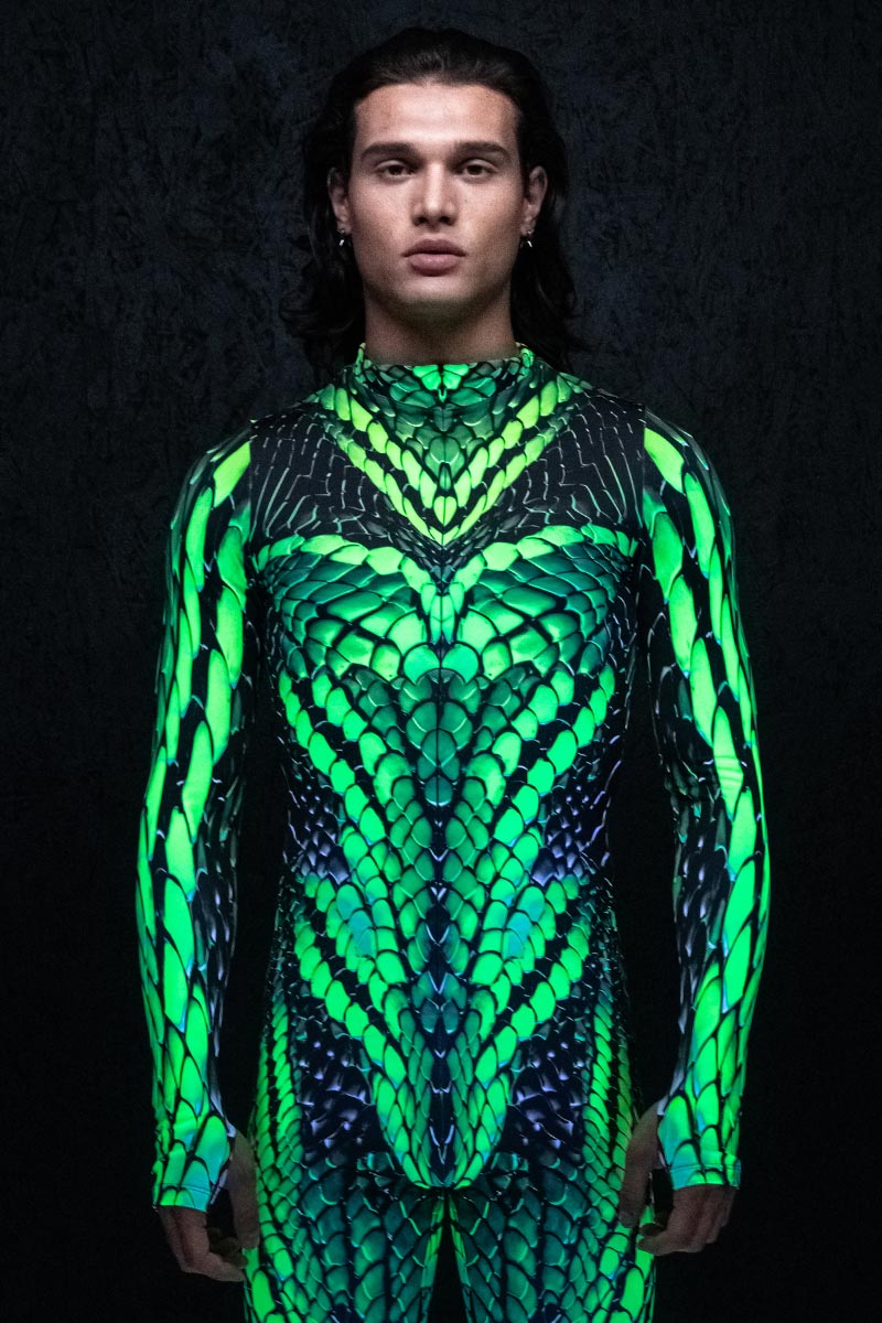 Electric Viper Men's Costume UV Close View