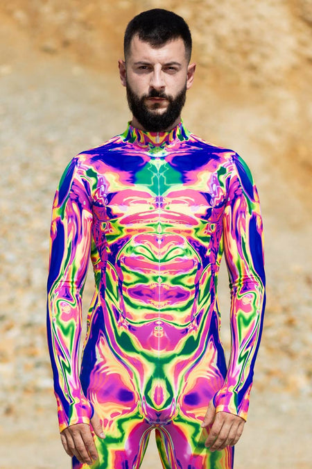 Rave Outfit Electromagnetic Men'S Costume Close View