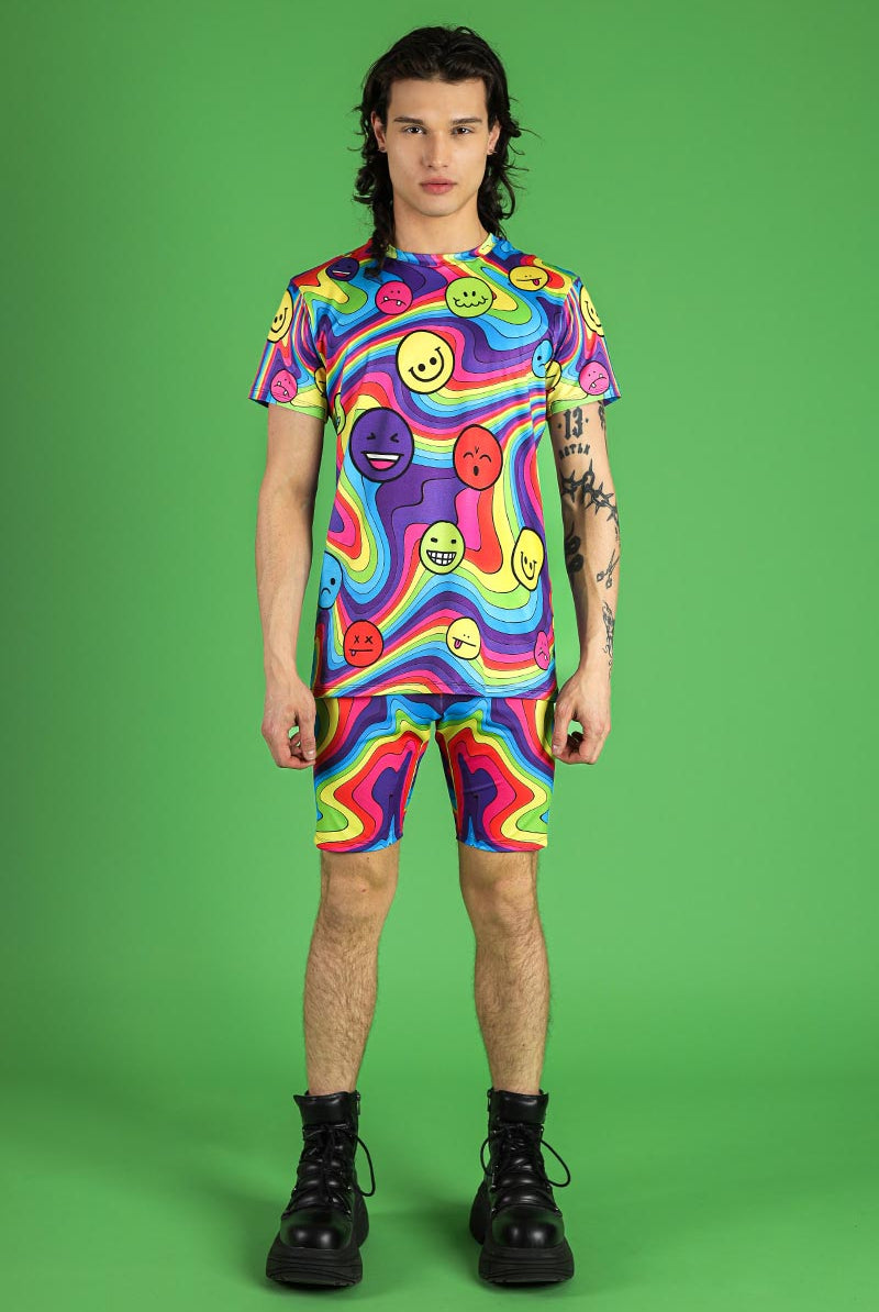 Emoji Spectrum Men's Biker Shorts Front View