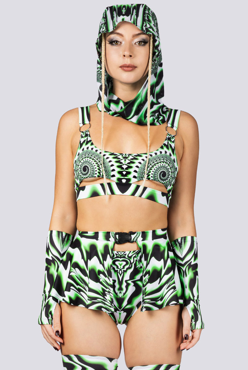 Energy Flow Mini Clasp Skirt Close Front View