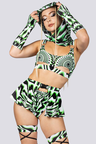 Rave Outfit Energy Flow Mini Clasp Skirt Set Close Full View