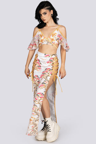 Eternal Blossom High Slit Maxi Skirt Halloween Costume