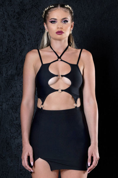 Femme Fatale Strappy Cut Out Mini Dress Femme Fatale Strappy Cut Out Mini Dress