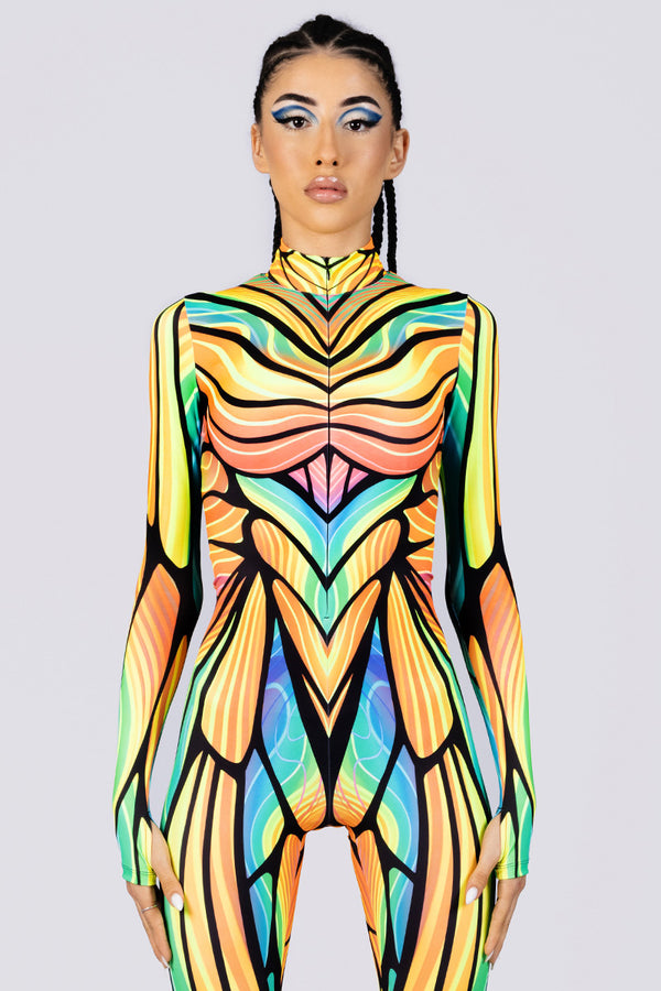 Rave Outfit Firefly Costume With Front Zipper Close View