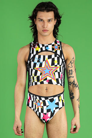 Flash Pop Men's 2 Piece Bodysuit Front View