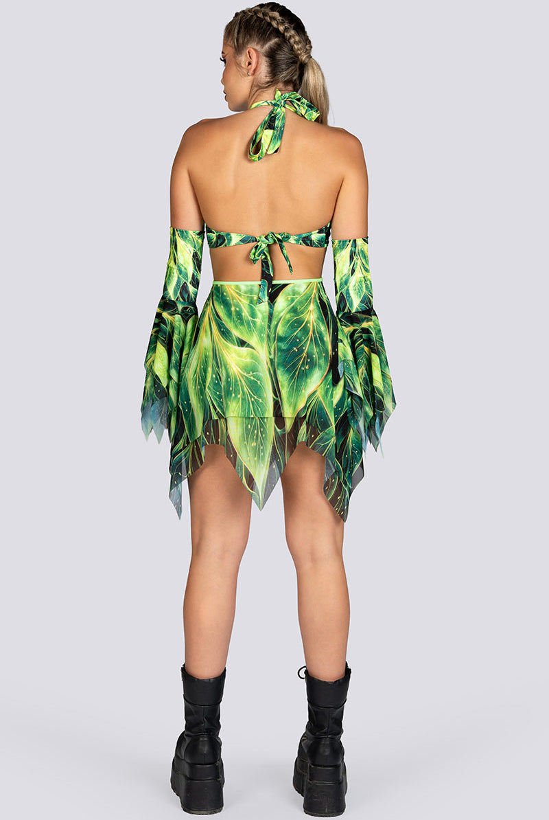 Forest Pixie Cut Out Handkerchief Dress Rave Halloween Costume Women