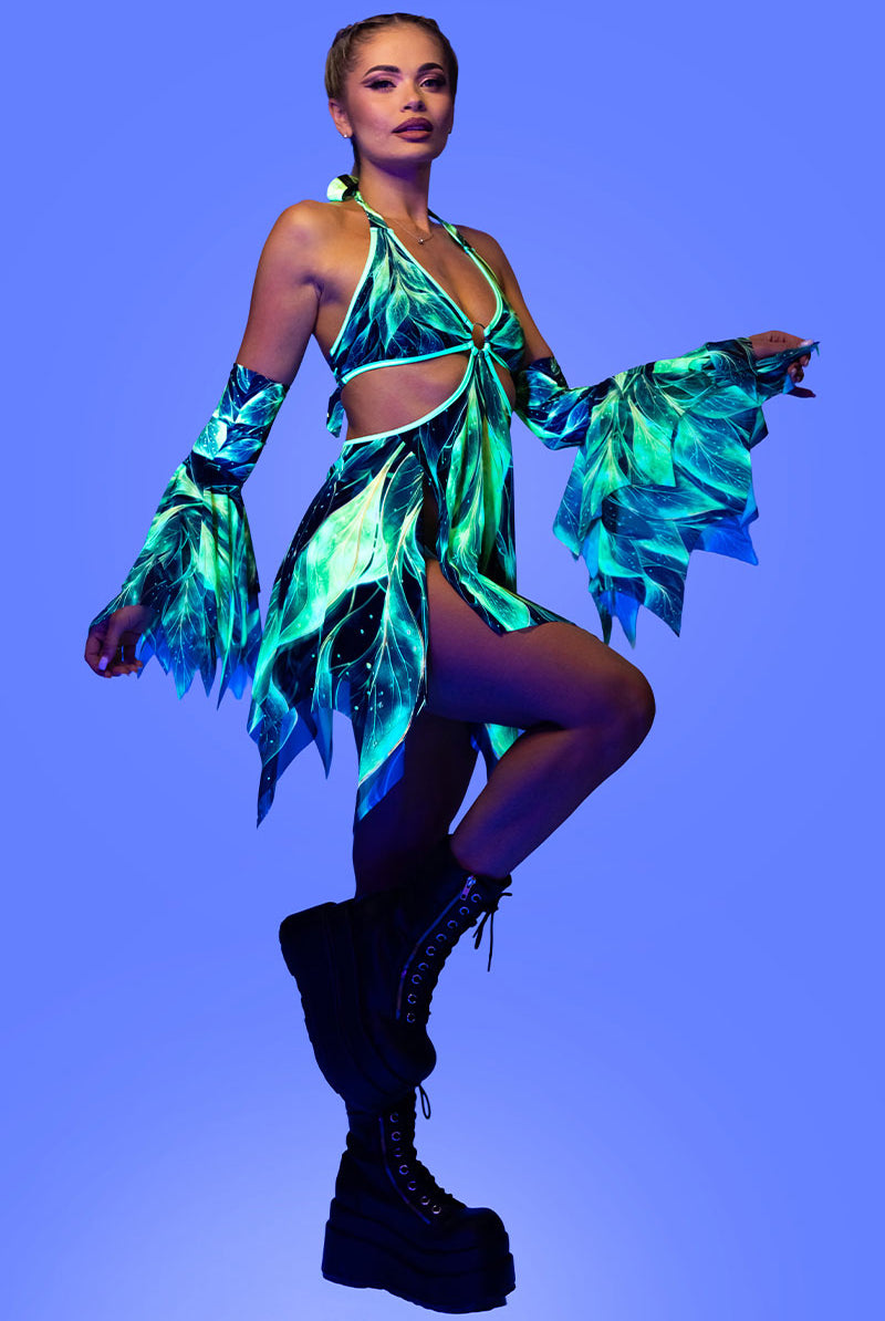 Forest Pixie Cut Out Handkerchief Dress Rave Halloween Clothes