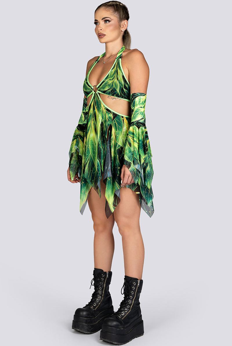 Forest Pixie Cut Out Handkerchief Dress Rave Halloween Wear