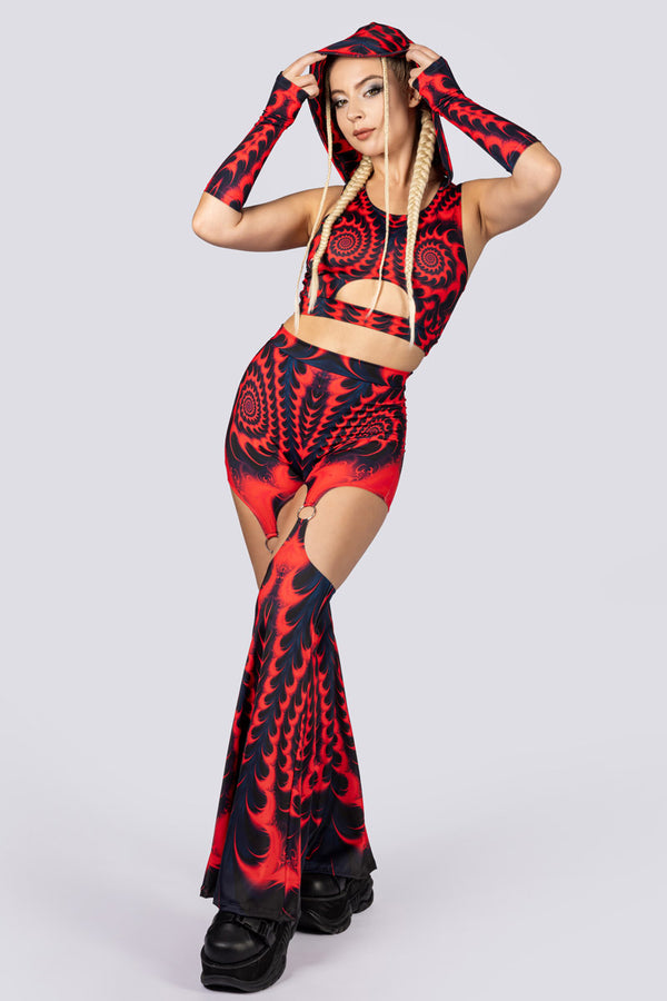 Rave Outfit Fractalia O Ring Flare Pants Set Full View