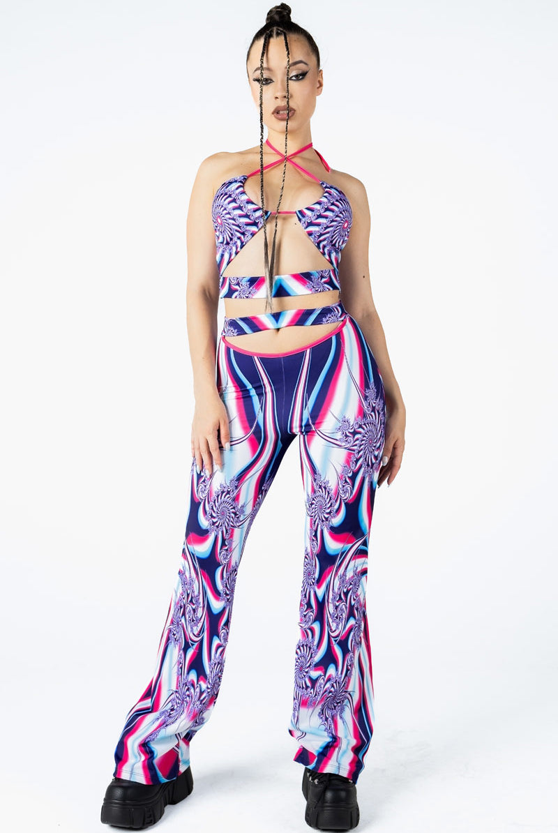 Fusion Flow Cut Out Flare Pants Front View
