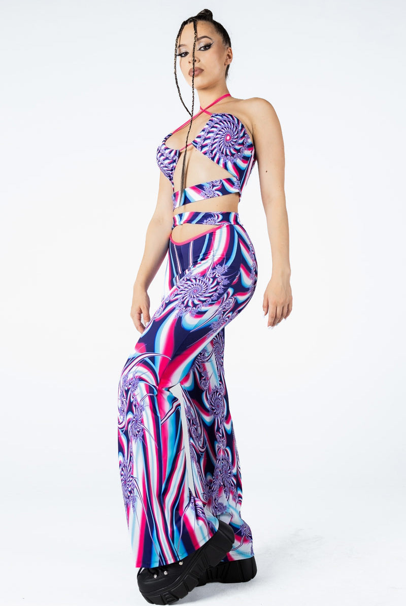 Fusion Flow Cut Out Flare Pants Side View