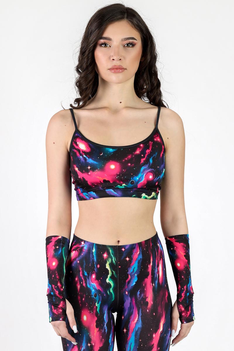 Galactic Glimpse Spaghetti Strap Crop Top Front View