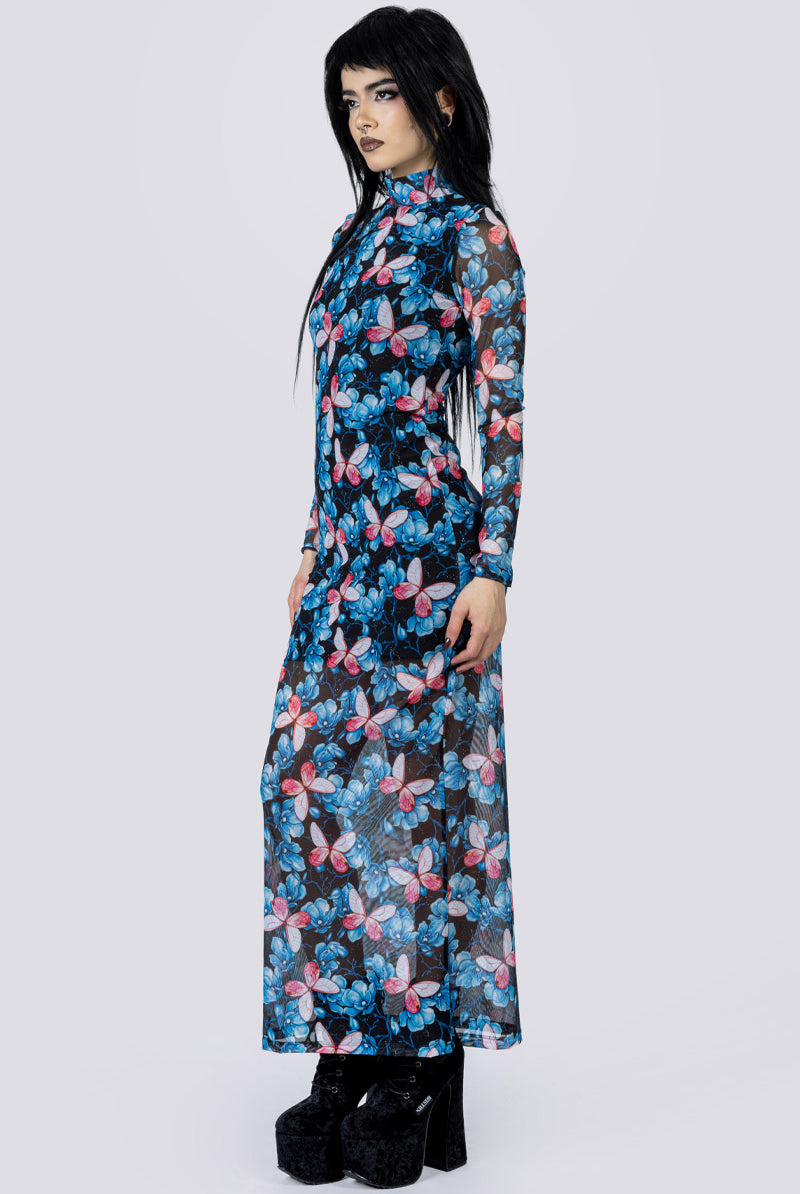 Ghost Botanica Mesh Long Sleeve Dress Side Goth Wear
