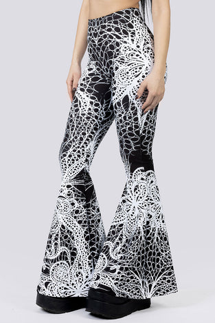Ghostlace Flare Pants Close Up Goth Clothing