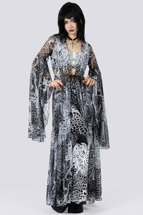 Ghostlace Flare Pants Set Robe Front Goth Clothing