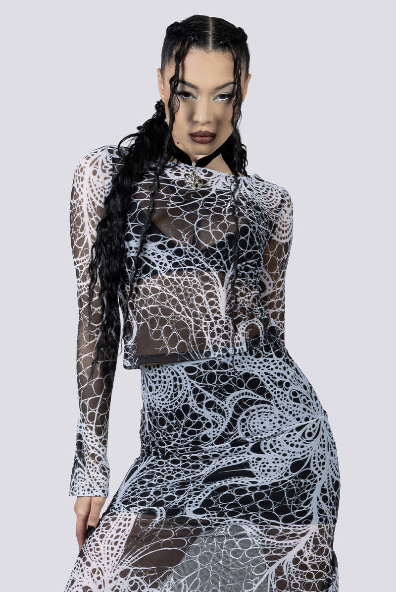 Ghostlace Maxi Skirt Set Close Up Goth Fashion