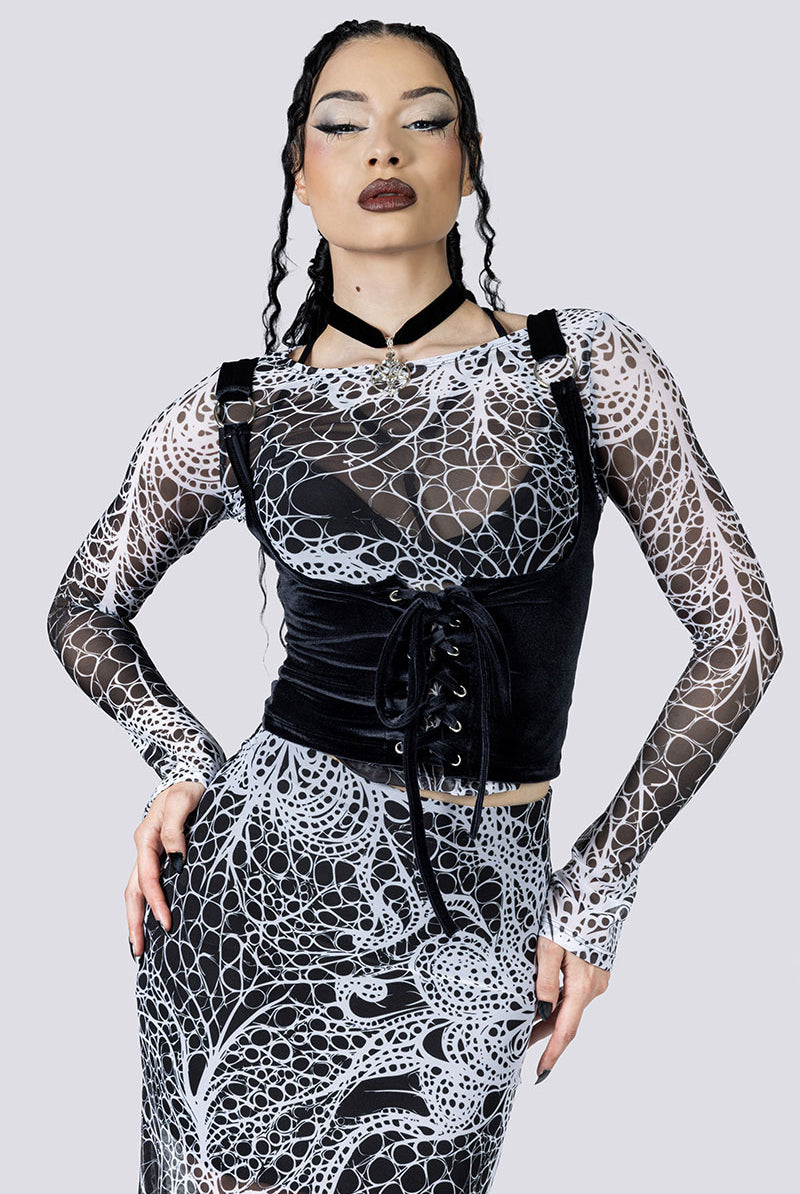 Ghostlace Mesh Top Corset Close Up Gothic Clothes