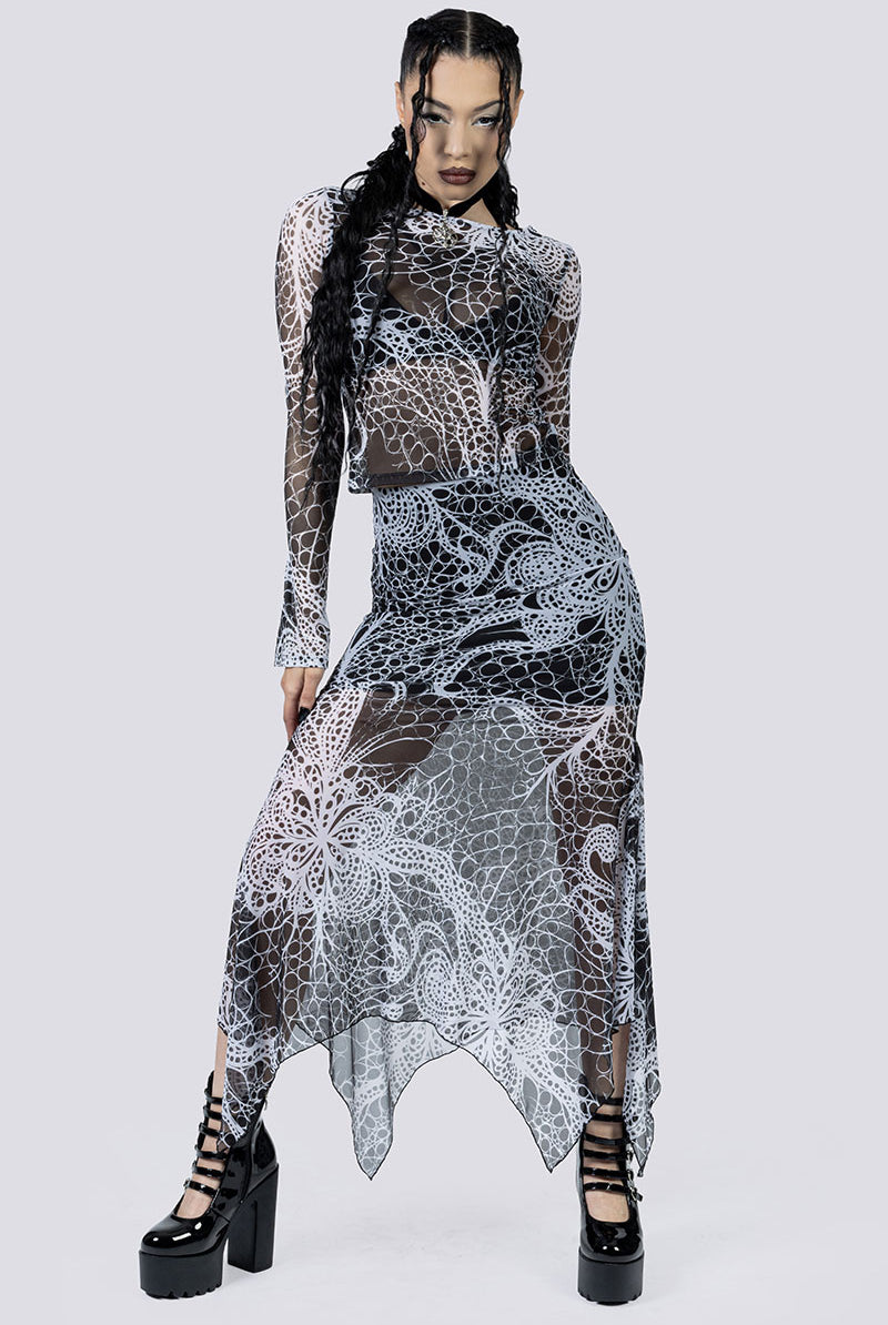 Ghostlace Sheer Maxi Skirt Full Body Goth Fashion