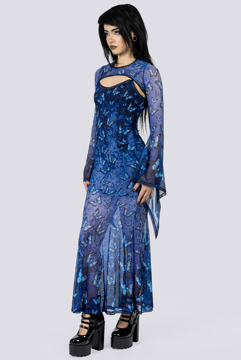 Ghostwing Bride Mesh Maxi Dress Side Goth Wear